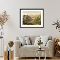 Historic Framed Print, Furka Pass view from the summit Bernese Oberland Switzerland,  17-7/8" x 21-7/8"
