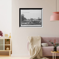 Historic Framed Print, Mt. Vernon, general view of gardens and greenhouses,  17-7/8" x 21-7/8"