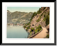 Historic Framed Print, Gothard Tunnel and the Axenstrasse Lake Lucerne Switzerland,  17-7/8" x 21-7/8"