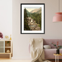 Historic Framed Print, Great Kohlbach Middle Waterfall Tatra Austro-Hungary,  17-7/8" x 21-7/8"