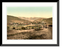 Historic Framed Print, Hermsdorf below the Kynast with the Hochgebirge Riesengebirge Germany (i.e. Sobiecin Poland),  17-7/8" x 21-7/8"