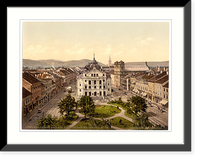 Historic Framed Print, High Street and theatre Kaschau Hungary Austro-Hungary,  17-7/8" x 21-7/8"