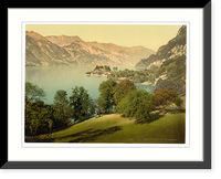 Historic Framed Print, Iseltwald and Brienz Lake Bernese Oberland Switzerland,  17-7/8" x 21-7/8"