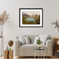 Historic Framed Print, Lake and Faulhorn Bernese Oberland Switzerland,  17-7/8" x 21-7/8"