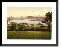 Historic Framed Print, The lake and panorama of the Alps Lucerne Switzerland,  17-7/8" x 21-7/8"