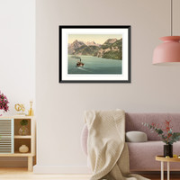 Historic Framed Print, The Lake of the Four Cantons and Urirothstock (i.e. Urirotstock) Lake Lucerne Switzerland,  17-7/8" x 21-7/8"