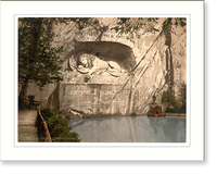 Historic Framed Print, Lion Monument Lucerne Switzerland - 2,  17-7/8" x 21-7/8"