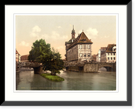 Historic Framed Print, Lower bridge and rathhaus Bamberg Bavaria Germany,  17-7/8" x 21-7/8"