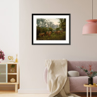 Historic Framed Print, Milking time England,  17-7/8" x 21-7/8"