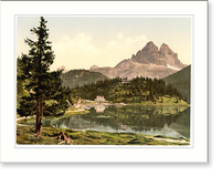 Historic Framed Print, Misurinasee and Drei Zinnen Tyrol Austro-Hungary,  17-7/8" x 21-7/8"