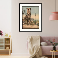 Historic Framed Print, "Mont Chevalier" the tower and calvary Cannes Riviera,  17-7/8" x 21-7/8"