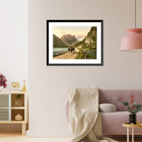 Historic Framed Print, Monte Cristallo and Mont Popena Ampezzostrasse with Durrensee Tyrol Austro-Hungary,  17-7/8" x 21-7/8"