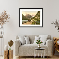 Historic Framed Print, Monte Cristallo and Mont Popena Ampezzostrasse with Durrensee Tyrol Austro-Hungary,  17-7/8" x 21-7/8"