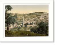 Historic Framed Print, Mount of Olives and Gethsemane general view Jerusalem,  17-7/8" x 21-7/8"