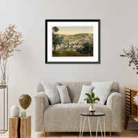 Historic Framed Print, Mount of Olives and Gethsemane general view Jerusalem,  17-7/8" x 21-7/8"