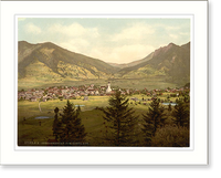 Historic Framed Print, Oberammergau from Kreus (i.e. Kreuz) Upper Bavaria Germany,  17-7/8" x 21-7/8"