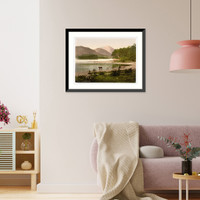 Historic Framed Print, On Derwentwater cattle study Lake District England,  17-7/8" x 21-7/8"