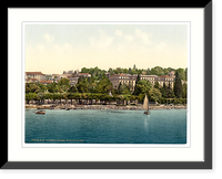 Historic Framed Print, Ouchy Hotel Beaurivage Geneva Lake Switzerland,  17-7/8" x 21-7/8"