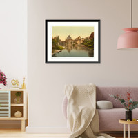 Historic Framed Print, The Pegnitz shore and synagogue Nuremberg Bavaria Germany,  17-7/8" x 21-7/8"