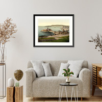 Historic Framed Print, The Pier with Drakes Island Plymouth England,  17-7/8" x 21-7/8"