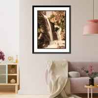 Historic Framed Print, Ponale Waterfall Garda Lake of Italy,  17-7/8" x 21-7/8"