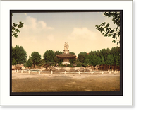 Historic Framed Print, The round fountain Aix Provence France,  17-7/8" x 21-7/8"