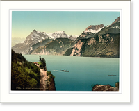 Historic Framed Print, Rutli and Urirothstock (i.e. Urirotstock) Lake Lucerne Switzerland,  17-7/8" x 21-7/8"