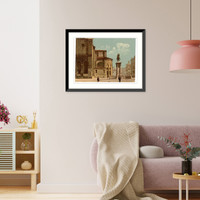 Historic Framed Print, Santi Giovanni e P&aacute;olo church and statue of Bartolomeo Colleoni Venice Italy,  17-7/8" x 21-7/8"