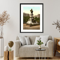 Historic Framed Print, Scheffels Monument Karlsruhe Baden Germany,  17-7/8" x 21-7/8"