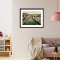 Historic Framed Print, The Schweizerhof Quay and New Bridge Lucerne Switzerland,  17-7/8" x 21-7/8"
