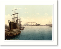 Historic Framed Print, Ships in the Harbor Hamburg Germany - 2,  17-7/8" x 21-7/8"