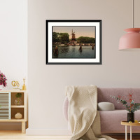 Historic Framed Print, The Spaarne and windmill Haarlem Holland,  17-7/8" x 21-7/8"