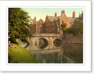 Historic Framed Print, St. Johns Bridge from the grounds Cambridge England,  17-7/8" x 21-7/8"