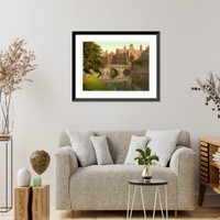 Historic Framed Print, St. Johns Bridge from the grounds Cambridge England,  17-7/8" x 21-7/8"