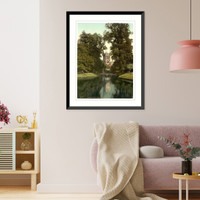 Historic Framed Print, St. Johns College chapel from the river Cambridge England,  17-7/8" x 21-7/8"