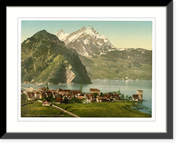 Historic Framed Print, Stanstaad and Pilatus Lake Lucerne Switzerland,  17-7/8" x 21-7/8"