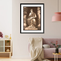 Historic Framed Print, Statue by Michael Angelo "The Seated Moses" Rome Italy,  17-7/8" x 21-7/8"