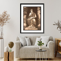 Historic Framed Print, Statue by Michael Angelo "The Seated Moses" Rome Italy,  17-7/8" x 21-7/8"