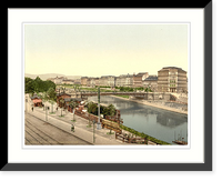 Historic Framed Print, Stephany (i.e. Stephanie) Bridge Vienna Austro-Hungary,  17-7/8" x 21-7/8"