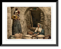 Historic Framed Print, Syrian peasant making bread Holy Land,  17-7/8" x 21-7/8"