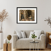 Historic Framed Print, Syrian peasant making bread Holy Land,  17-7/8" x 21-7/8"