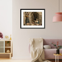 Historic Framed Print, Syrian peasant making bread Holy Land,  17-7/8" x 21-7/8"