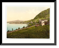 Historic Framed Print, Territet-Montreaux (i.e. Montreux) funicular railway Geneva Lake Switzerland,  17-7/8" x 21-7/8"