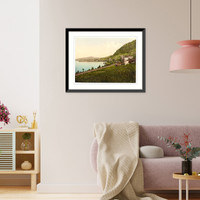 Historic Framed Print, Territet-Montreaux (i.e. Montreux) funicular railway Geneva Lake Switzerland,  17-7/8" x 21-7/8"