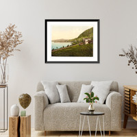 Historic Framed Print, Territet-Montreaux (i.e. Montreux) funicular railway Geneva Lake Switzerland,  17-7/8" x 21-7/8"