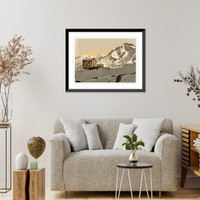 Historic Framed Print, Theodulpass with Club Cottage Valais Alps of Switzerland,  17-7/8" x 21-7/8"