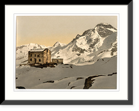 Historic Framed Print, Theodulpass with Club Cottage Valais Alps of Switzerland,  17-7/8" x 21-7/8"