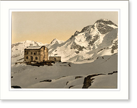 Historic Framed Print, Theodulpass with Club Cottage Valais Alps of Switzerland,  17-7/8" x 21-7/8"