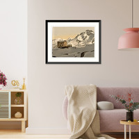 Historic Framed Print, Theodulpass with Club Cottage Valais Alps of Switzerland,  17-7/8" x 21-7/8"