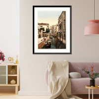 Historic Framed Print, Three Bridges Venice Italy,  17-7/8" x 21-7/8"